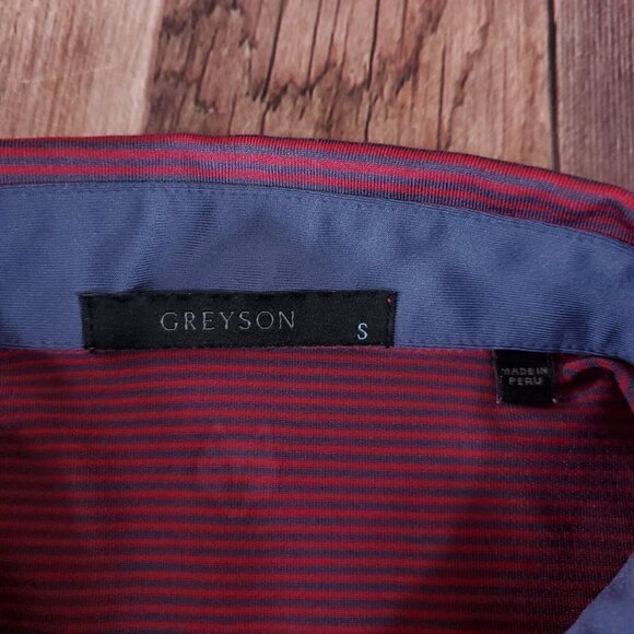 Greyson Mens Small Bird Embroidery Golf Ball Striped S/S Performance Polo Shirt - Picture 9 of 13